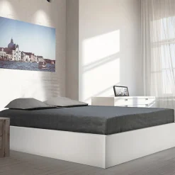 Lit coffre BILBAO 140x190 cm + sommier / blanc
