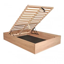 Lit coffre BILBAO 140x190 cm + sommier / Décor chêne blanchi