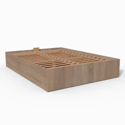 Lit coffre BILBAO 140x190 cm + sommier / Décor chêne blanchi