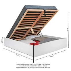 Lit coffre BILBAO 180x200 cm + sommier / blanc