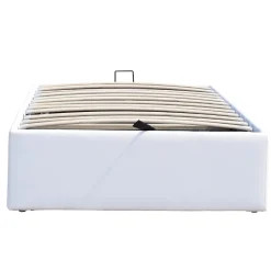 Lit coffre blanc - 100x200 cm - 12 lattes - montage rapide - revetement facile d'entretien - - style moderne