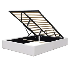 Lit coffre blanc 120x190 cm - 12 lattes - montage rapide - confort optimal - usage quotidien -