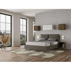 Lit coffre capitonné Antea 160x210 simili cuir cappuccino