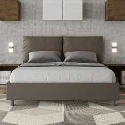 Lit coffre capitonné Antea 160x200 simili cuir cappuccino