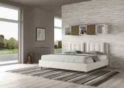 Lit coffre capitonné simili cuir blanc Annalisa 180x200