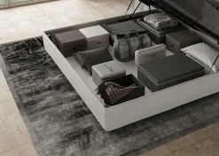 Lit coffre capitonné simili cuir blanc Annalisa 180x200