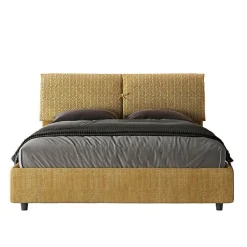 Lit coffre capitonné 160x200 Aragona 3 tissu Mados jaune