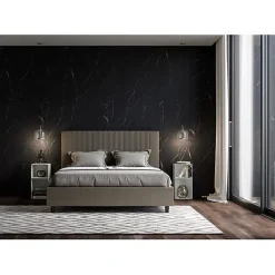 Lit coffre capitonné 160x200 Goya cappuccino simili cuir