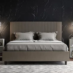 Lit coffre capitonné 160x200 Goya cappuccino simili cuir