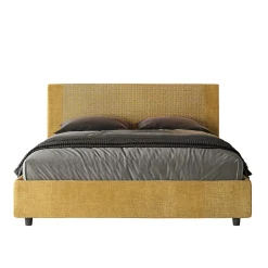 Lit coffre capitonné 160x200 Labirinto 06 tissu Rosal jaune