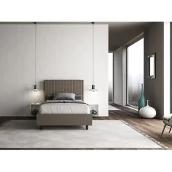 Lit coffre capitonné 120x200 Sunny simili cuir cappuccino