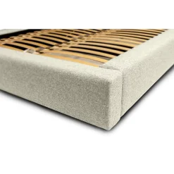 Lit coffre CERVIN Taupe sablé bouclé 180x200 cm Sommier relevable Design haut de gamme