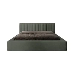 Lit coffre CERVIN Velours doux Sauge Nocturne 180x200 cm Sommier relevable Design élégant