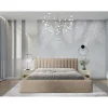 Lit coffre CERVIN Velours doux Nude Sablé 180x200 cm Sommier relevable Design élégant