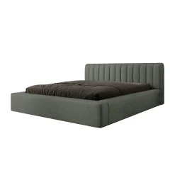 Lit coffre CERVIN Velours doux Sauge Nocturne 140x200 cm Sommier relevable Design élégant