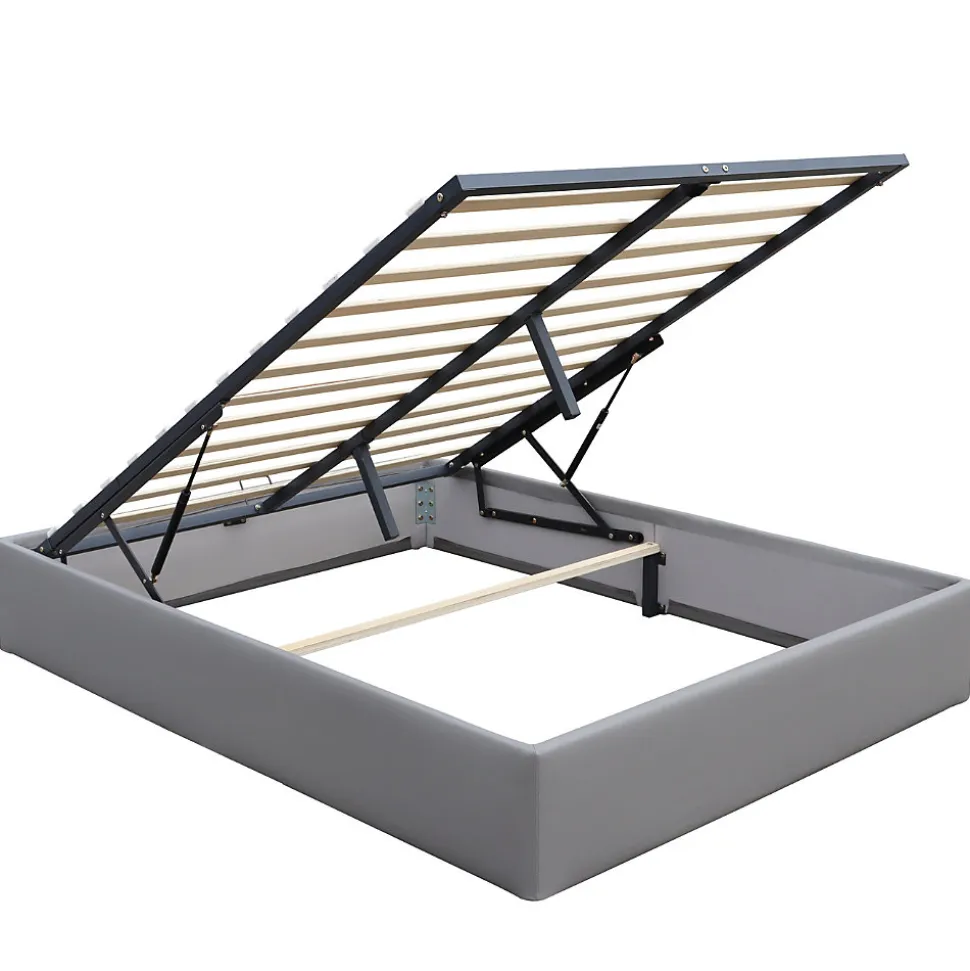 Lit coffre dehoussable 180x200 cm gris - montage rapide - entretien facile - confort optimal - - style moderne