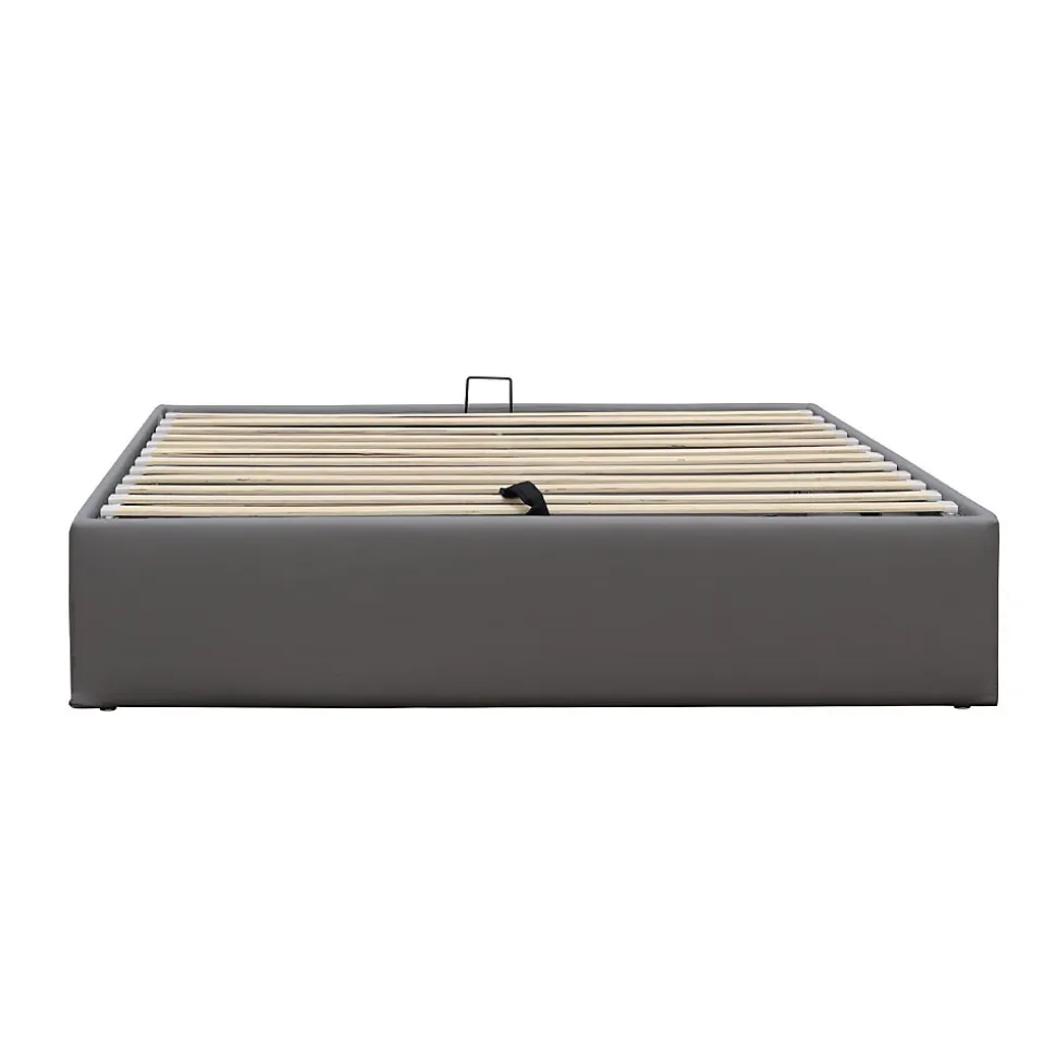 Lit coffre dehoussable 180x200 cm gris - montage rapide - entretien facile - confort optimal - - style moderne