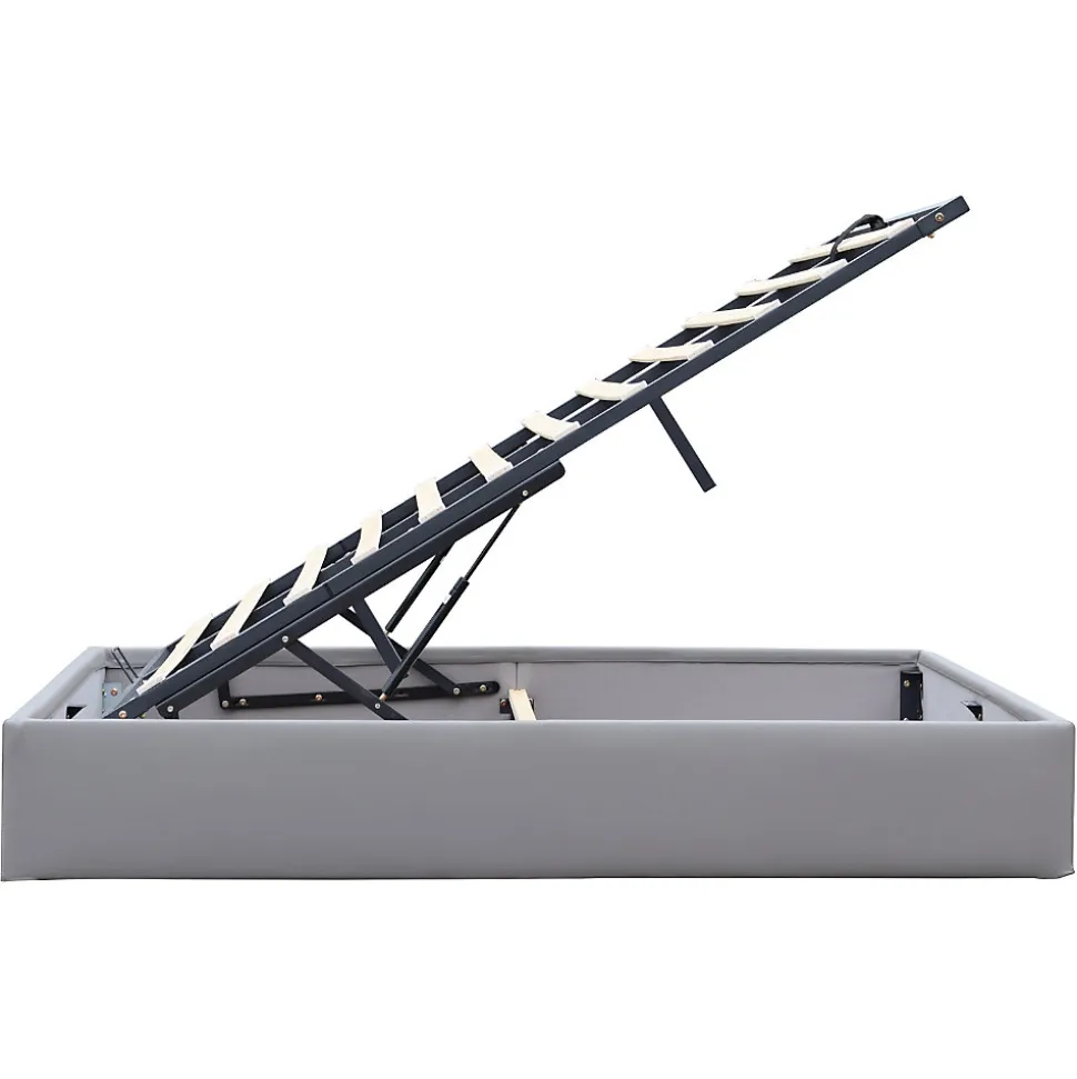 Lit coffre dehoussable 180x200 cm gris - montage rapide - entretien facile - confort optimal - - style moderne