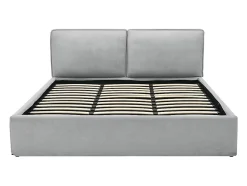 Lit coffre déhoussable 180 x 200 cm - Tissu - Gris clair + Matelas - TENESE