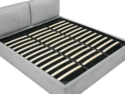 Lit coffre déhoussable 180 x 200 cm - Tissu - Gris clair + Matelas - TENESE