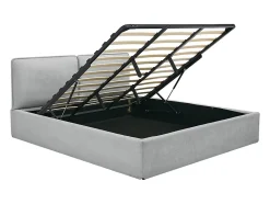 Lit coffre déhoussable 180 x 200 cm - Tissu - Gris clair + Matelas - TENESE
