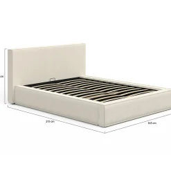 Lit coffre double JADE avec sommier 140 x 190 cm velours côtelé beige