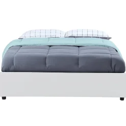 Lit coffre double MIAMI avec sommier 160 x 200 cm PVC blanc