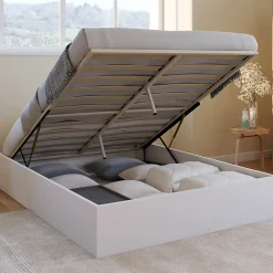 Lit coffre double SANDSIDE avec sommier 140 x 190 cm blanc