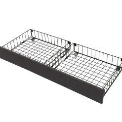 Lit Coffre Double 140x190 cm - Lit Hydraulique avec Rangement et Éclairage LED - Tissu Lin - Sans Matelas - Gris