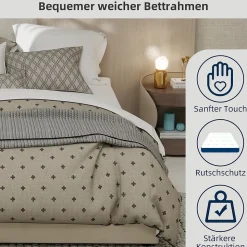 Lit Coffre Double 140x200 cm, Lit Adulte avec Vérins Hydrauliques, Cadre Moderne en Velours Beige, Sans Matelas