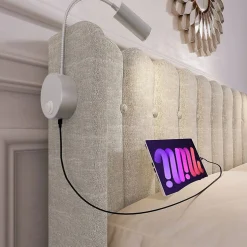 Lit Coffre Double 160x200cm Rembourré Rangement Lin Naturel Blackcolors