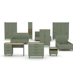 Lit coffre enfant NOKI 100x200 cm vert et bois Style scandinave