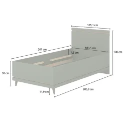 Lit coffre enfant NOKI 100x200 cm vert et bois Style scandinave