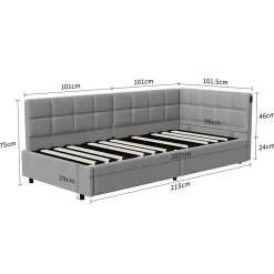 Lit Coffre Enfant 90x200cm Avec Coffre Hydraulique,éclairage LED Et USB,avec Sommier à Lattes,gris