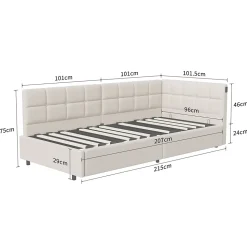 Lit Coffre Enfant 90x200cm Avec Coffre Hydraulique,éclairage LED Et USB,avec Sommier à Lattes,beige