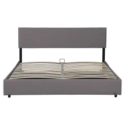 Lit coffre Juva rembourré avec velours côtelé 160 x 200 cm gris Corium