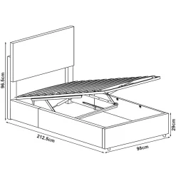 Lit coffre Juva rembourré avec velours côtelé 90 x 200 cm gris Corium