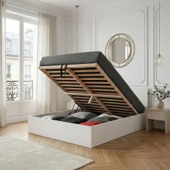 Lit coffre MADRID 140x200 + 1 sommier / Blanc