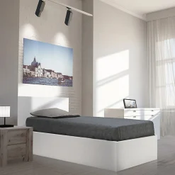 Lit coffre MADRID 90x190 + 1 sommier / Blanc