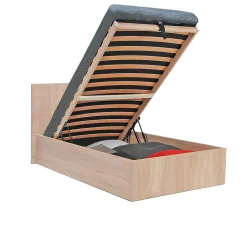 Lit coffre MADRID 90x190 + 1 sommier / Décor Chêne Blanchi