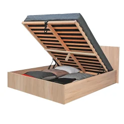 Lit coffre MADRID 140x200 + 1 sommier / Décor Chêne Blanchi