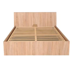 Lit coffre MADRID 140x200 + 1 sommier / Décor Chêne Blanchi