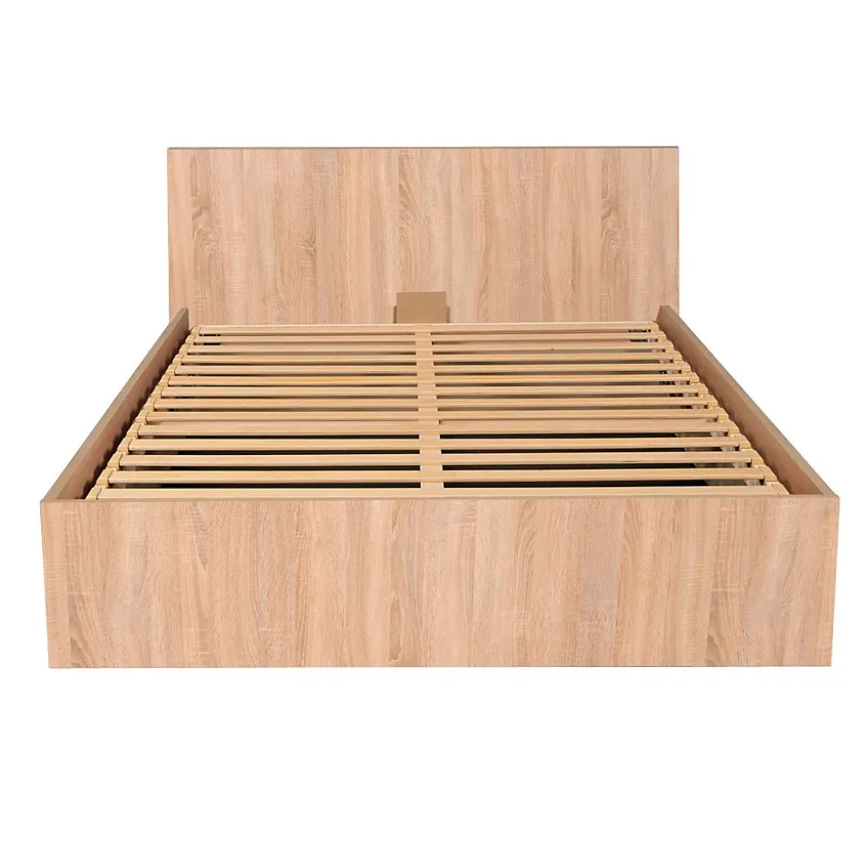 Lit coffre MADRID 140x200 + 1 sommier / Décor Chêne Blanchi