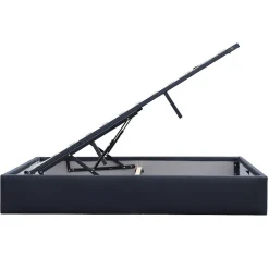 Lit coffre noir - 180x200 cm - avec pieds - facile à monter et entretenir - soutien optimal - confort - usage quotidien -