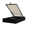 Lit coffre noir 90x200 cm - 12 lattes - pieds inclus - soutien ferme - confort optimal - gain de place