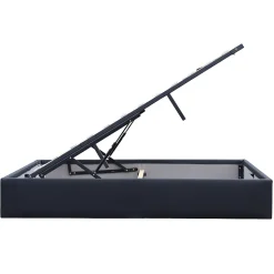 Lit coffre noir 180x200 cm - dehoussable - montage rapide - confort optimal - - lit avec 14 lattes