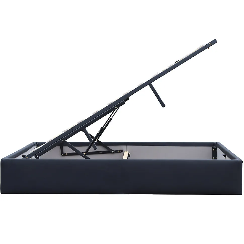 Lit coffre noir 140x200 cm - dehoussable - montage rapide - confort optimal - design moderne -