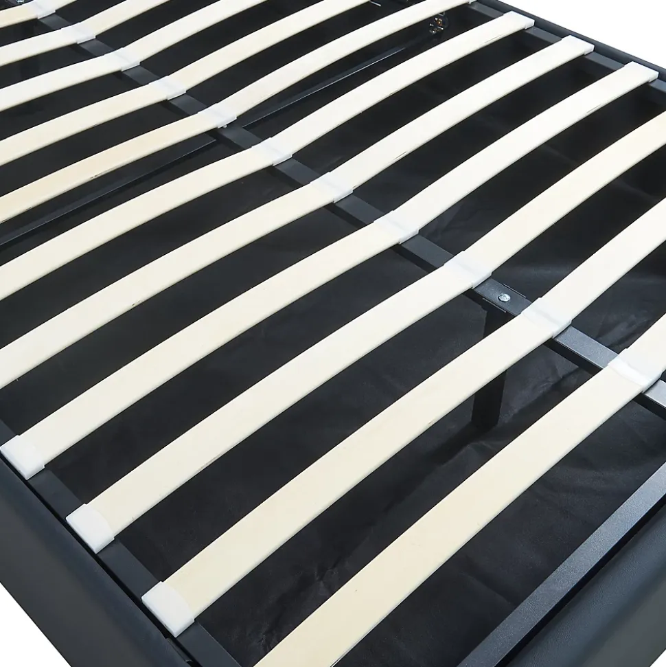 Lit coffre Nola simili 140 x 200 cm noir en.casa