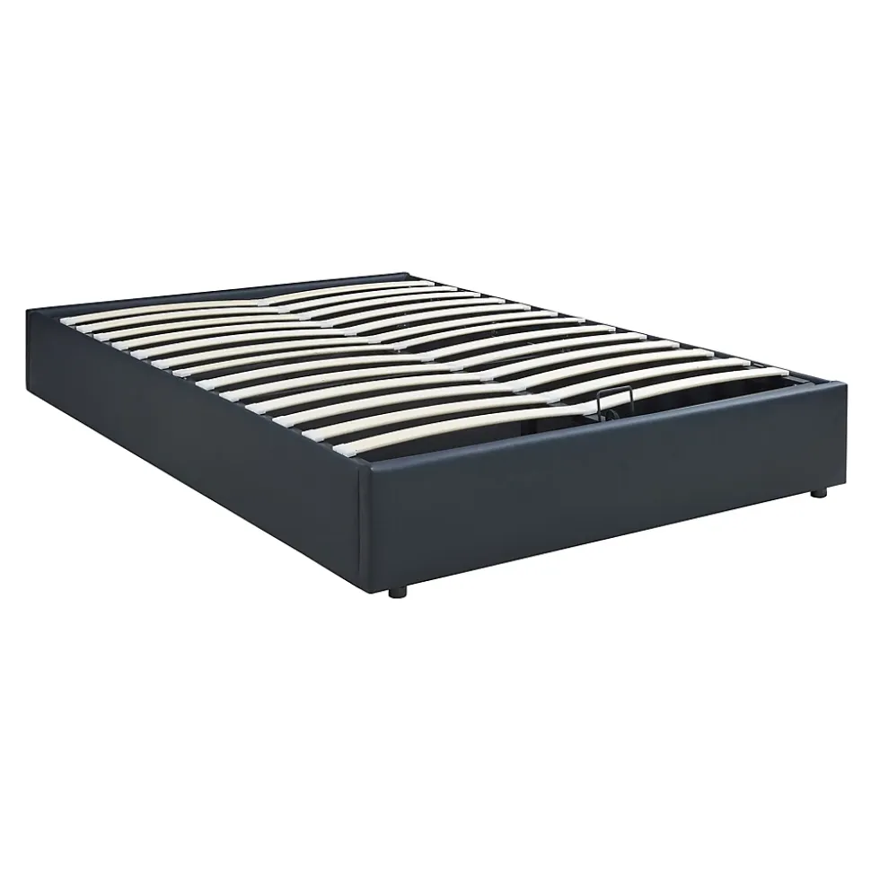 Lit coffre Nola simili 140 x 200 cm noir en.casa