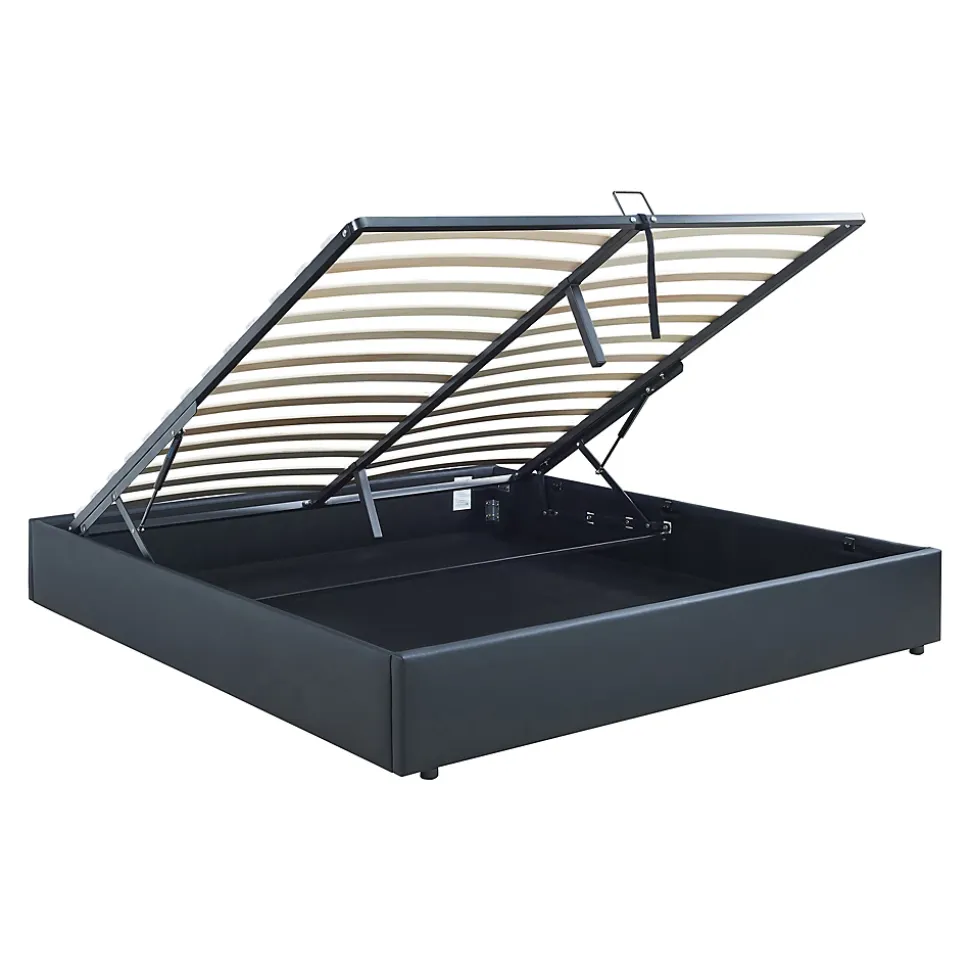 Lit coffre Nola simili 160 x 200 cm noir en.casa